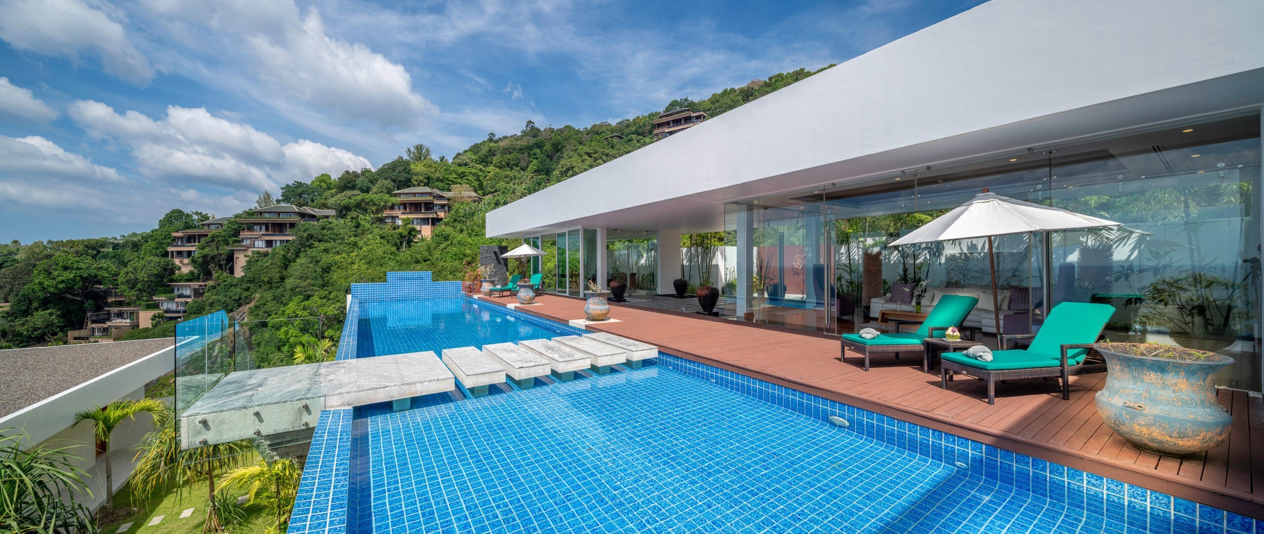 villa solaris main swimming pool, sitting and lounge room exterior
