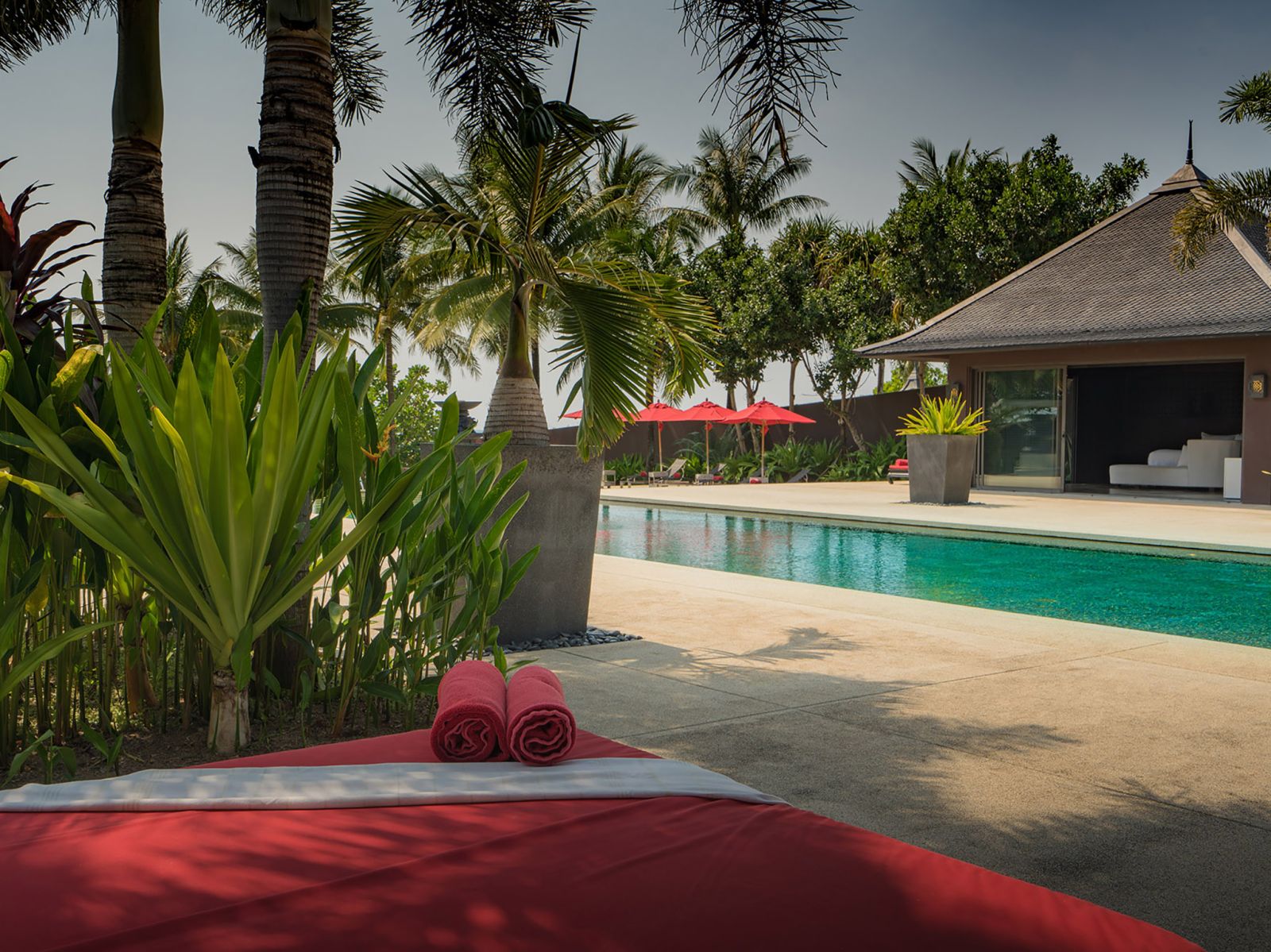 1. villa saanti view from poolside bed