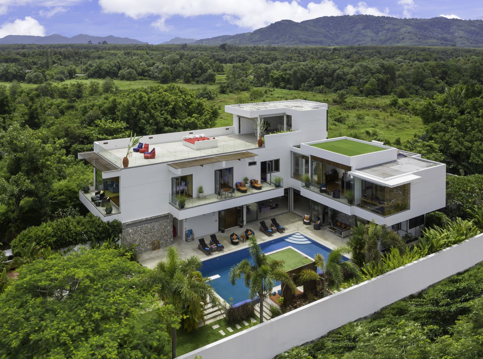 villa white skies aerial shot 3